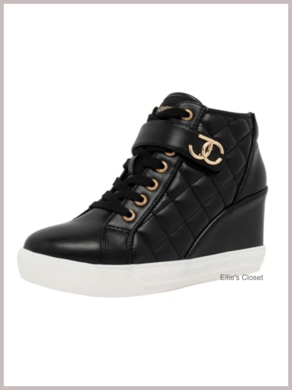 Juicy Couture Womens Platform Wedge Sneakers High-Top with Ankle Strap Faux